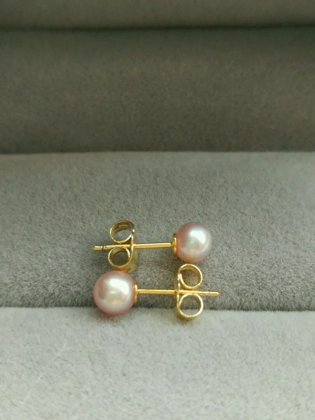 

AAAA 4-5mm Natural South Sea Pink Round Pearl Earrings 14K Gold 4/10mm