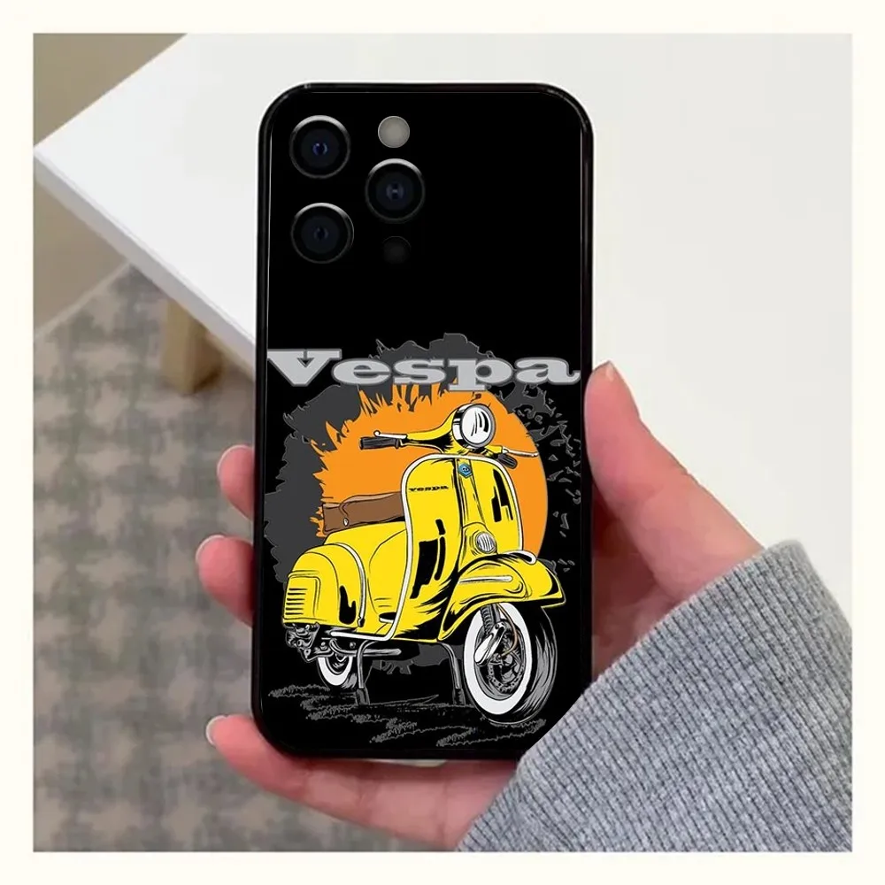 V-Vespa Scooter Motorcycle Phone Case For Apple iPhone 15,14,13,12,11,Pro,X,XS,Max,XR,Plus,Mini Soft Black Cover