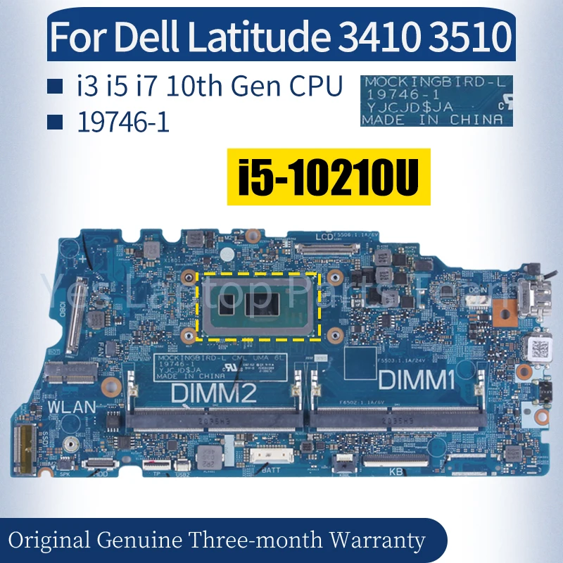 19746-1 لأجهزة الكمبيوتر المحمول Dell Latitude 3410 3510 اللوحة الرئيسية 0PD7RH 0KW9T3 02G2J7 0DT6K3 i3-10110U/i5-10210U/i7-10510U اللوحة الأم