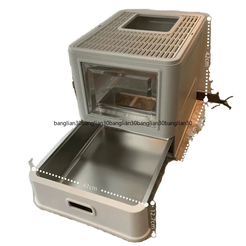 

Stainless Steel Cat Litter Box, Drawer Type Foldable Oversized Splash-proof Closed Deodorant and Odor-proof Cat Toilet