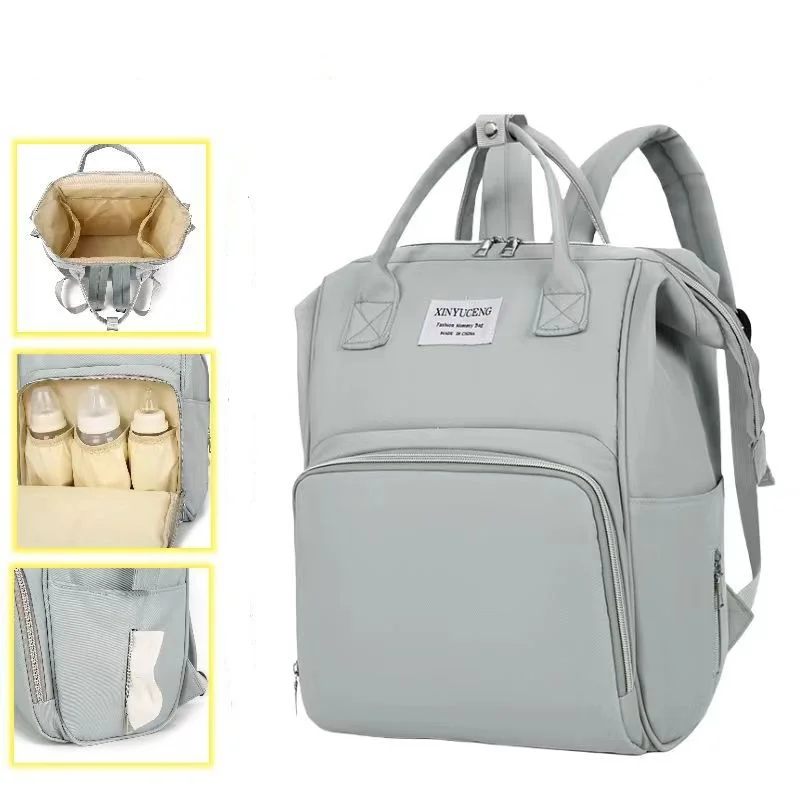 

Fashionable Mommy Bag Folding Baby Bed Mother Large Capacity Portable Milk Bottle Diaper Double Shoulder Mom's Bag