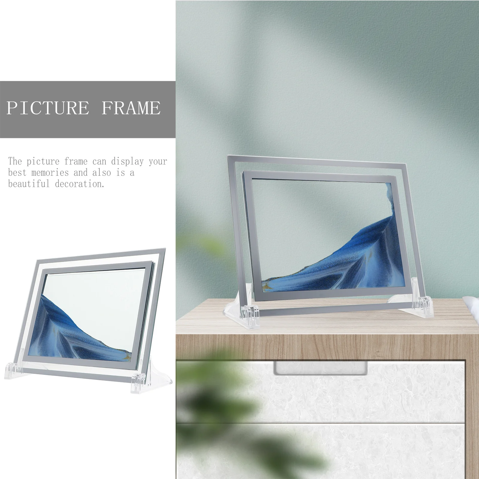 

Мистественная фоторамка с зыбучим песком и песком, стеклянный держатель для фотографий для сертификата, деловой лицензии, домашний декор для гостиной, спальни