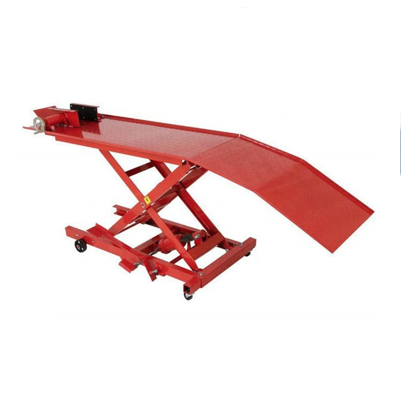 800LBS Red Hydraulic Motorcycle Lift Table Hydraulic Lift Table Scissor Lift Table