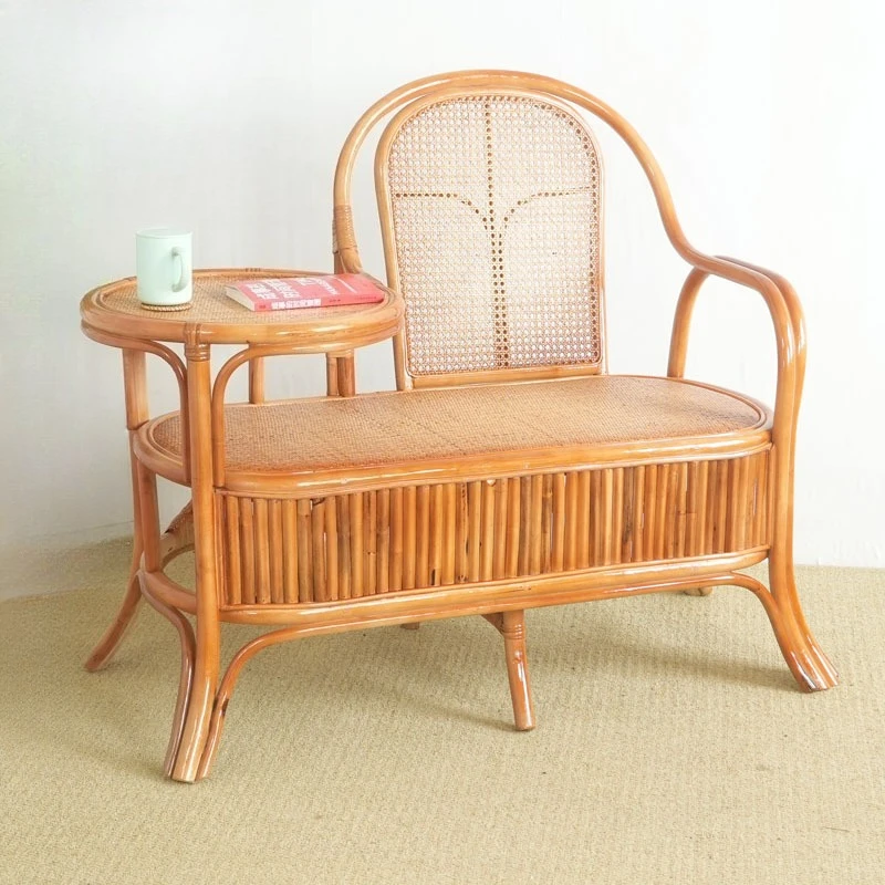 

Balcony real vine chair coffee table, integrated, elderly single casual tea table, chair and sofa