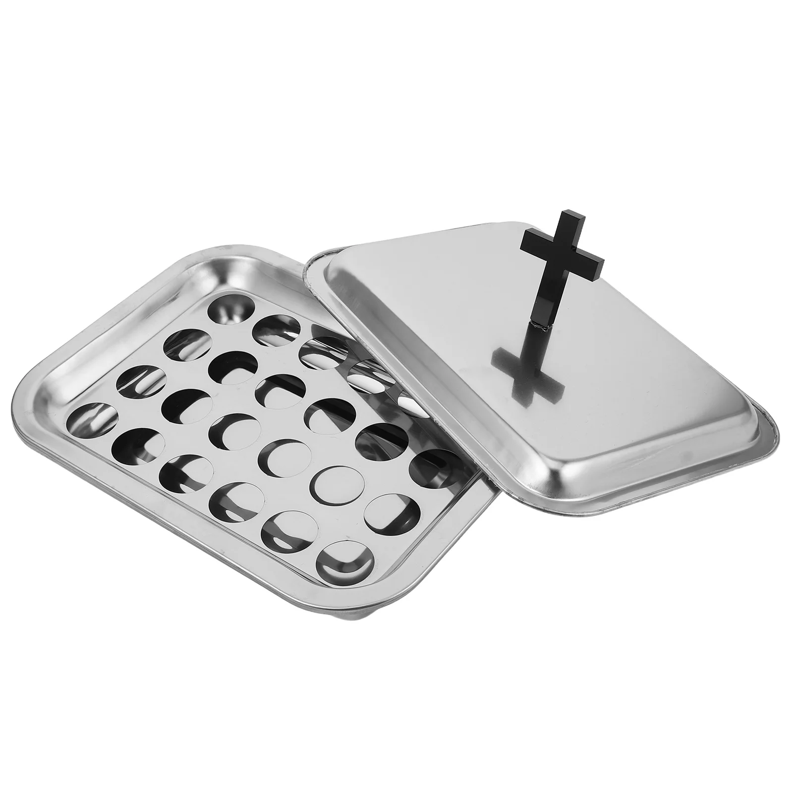 

Communion Tableware 304 Stainless Steel Ceremony Supplies Tray Plate Wine Cup Holder Easy Clean Church Party Use Serving Set