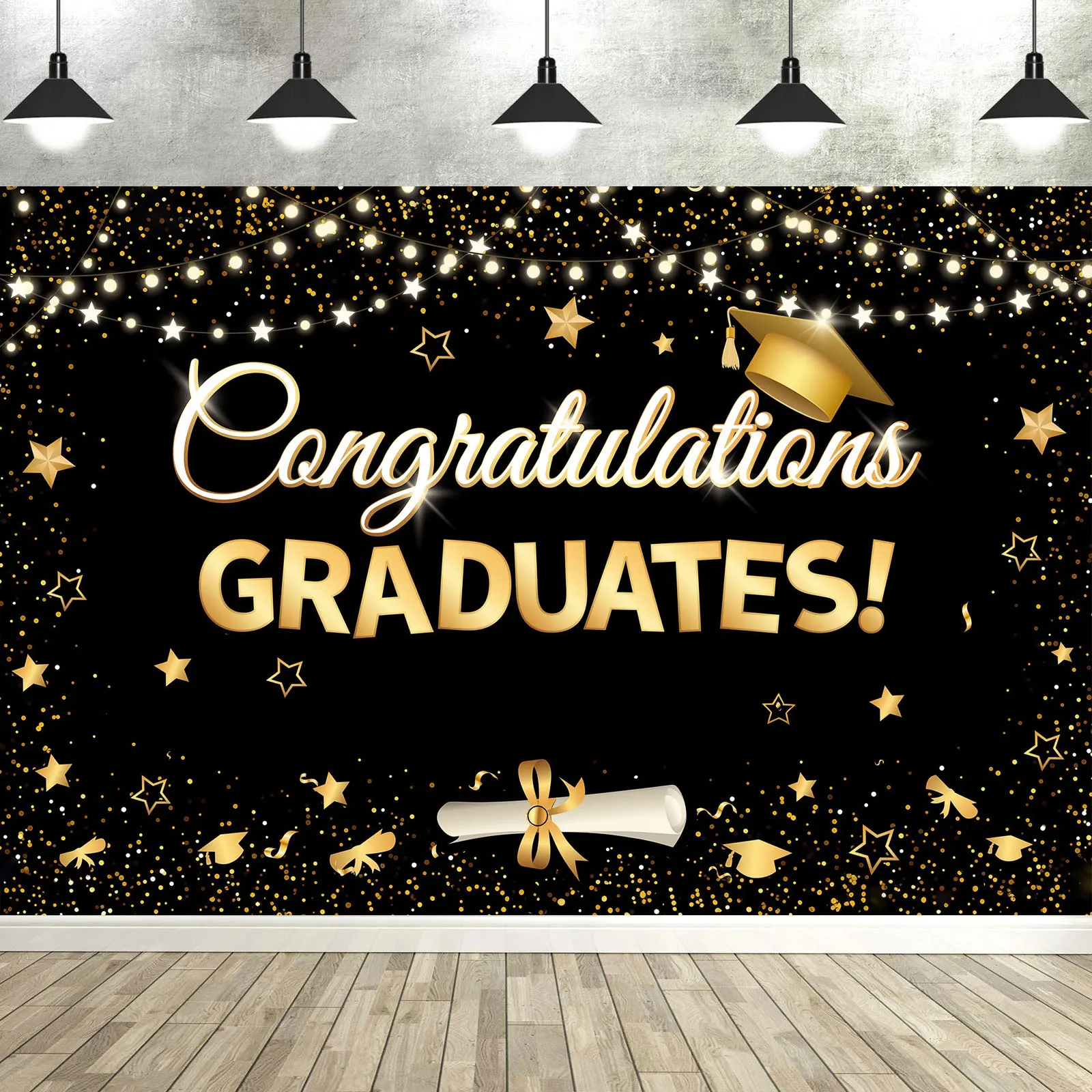 Congrats Grad Banner Congratulations Backdrop Graduation Decorations 2025 Photographic Studio Photo Backgrounds