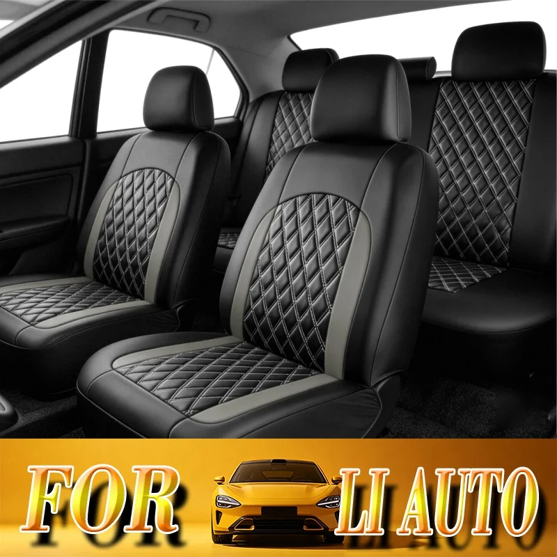 5-seat universal car seat cover For Li Auto 9pcs，Protective seat, PU leather, easy installation, reserved airbag position