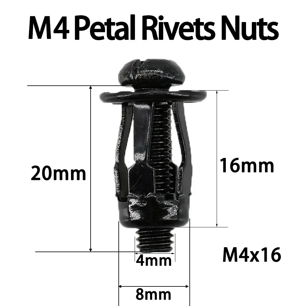 M4 M5 M6 M8 Carbon Steel Expansion Screw Rivet Nut Set License Plate Panel Lock Clamp Rivetnut Jack Nut Petal Shape Metal Nuts