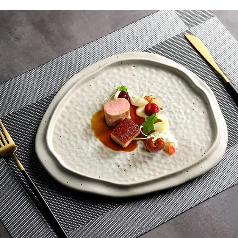 Irregular Ceramic Shallow Plate Restaurant Steak Dessert Pasta Plates Molecular Cuisine Specialty Tableware