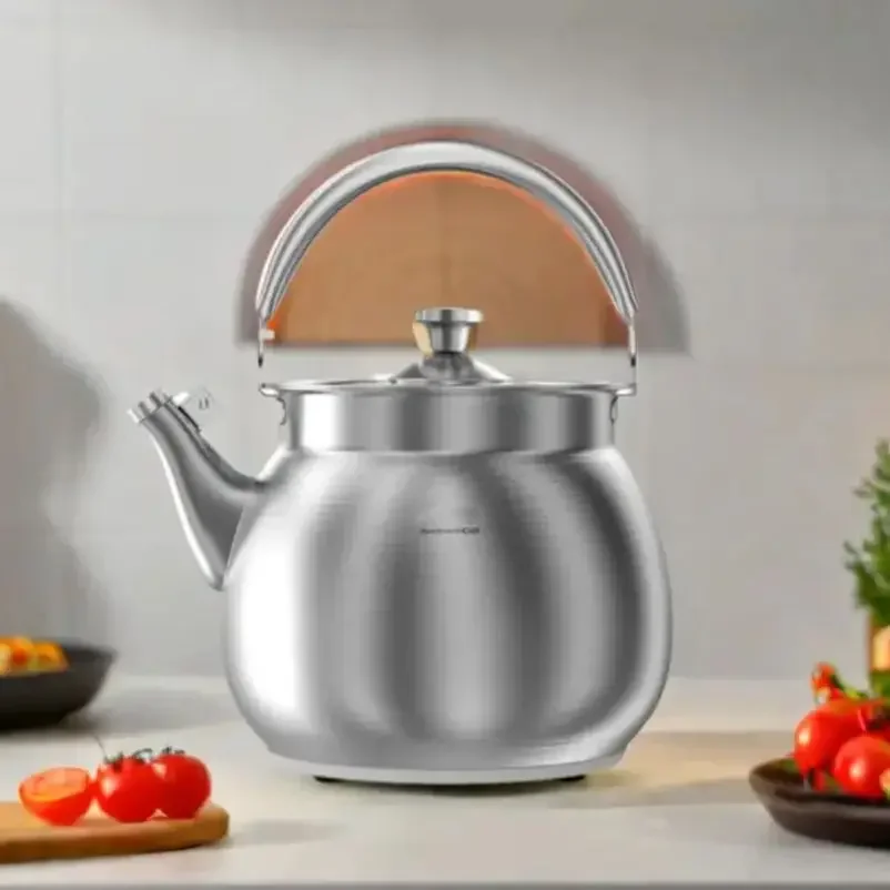 316 Stainless Steel Boiling Water Kettle, High-capacity Stew Soup Jar, Safety Whistle Teakettle for Induction Cooker, 5.5L