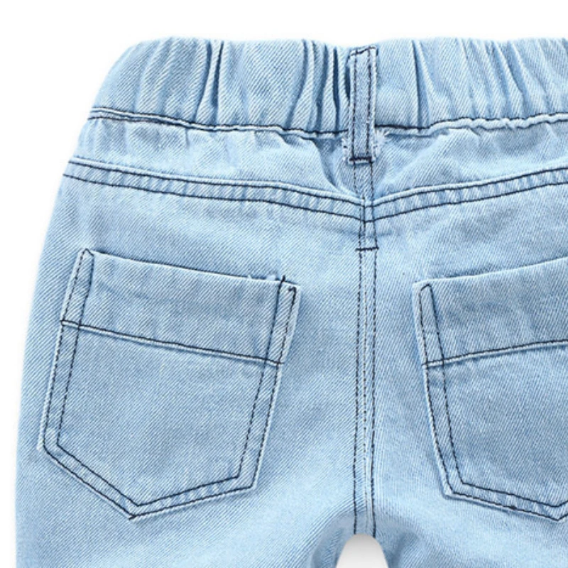 Children knee Length Pants Boy Infant Fashion Torn Trousers Kids Casual Denim Jeans Baby Elastic Waist Shorts Outfit Summer2024