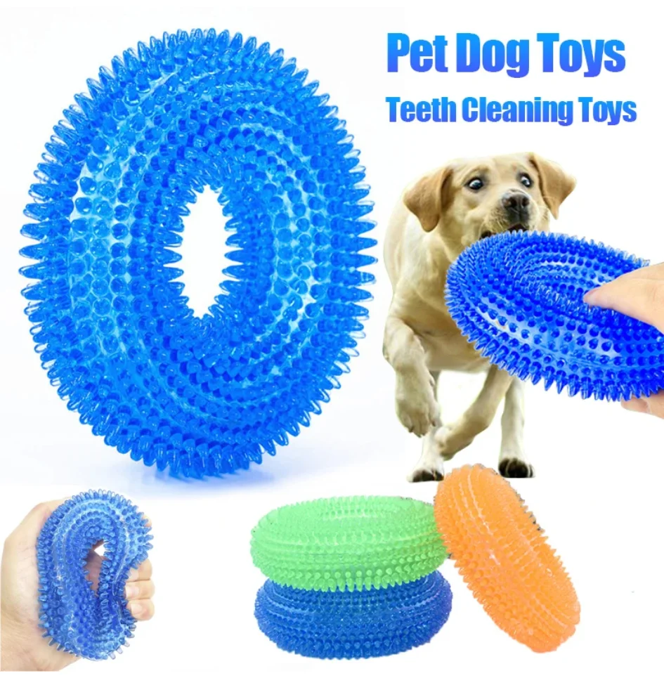 

Squeaky Pet Dog Interactive Chew Toy Puppy Bite Resistant Thorn Barbed Tooth Cleaning Toy TPR Molar Chew Toys for Dogs