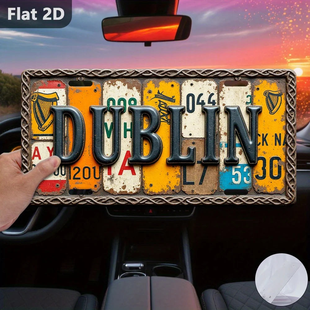 2D Flat - A Vintage Sign, 12 Inches by 5.9 Inches, Featuring 2D Printing, Perfect for Decoration Or As a Collectible from Dublin