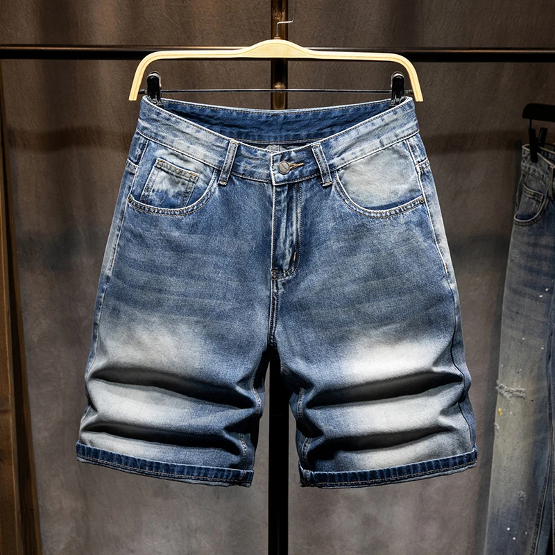 

KSTUN Men's Baggy Denim Shorts Loose Wide Leg Knee Length Bermuda Shorts Vintage Washed Casual Streetwear Summer Jeans Shorts