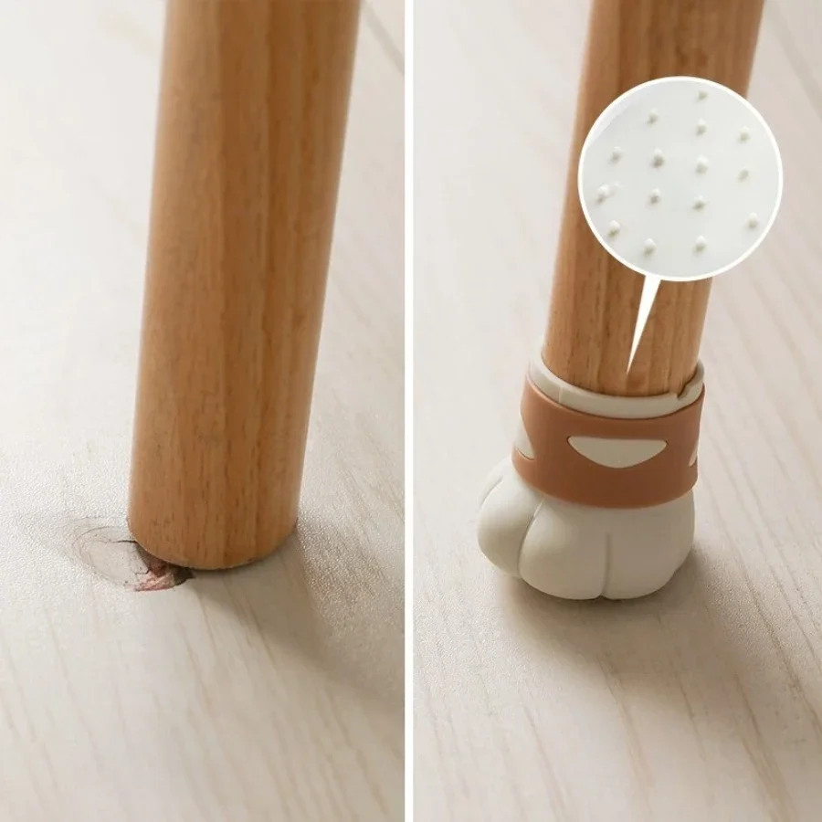 Cat Paw-Shaped Silicone Chair Leg Pads Anti-Slip Noise-Reducing Floor Protective Covers for Furniture Legs Noise-Reducing