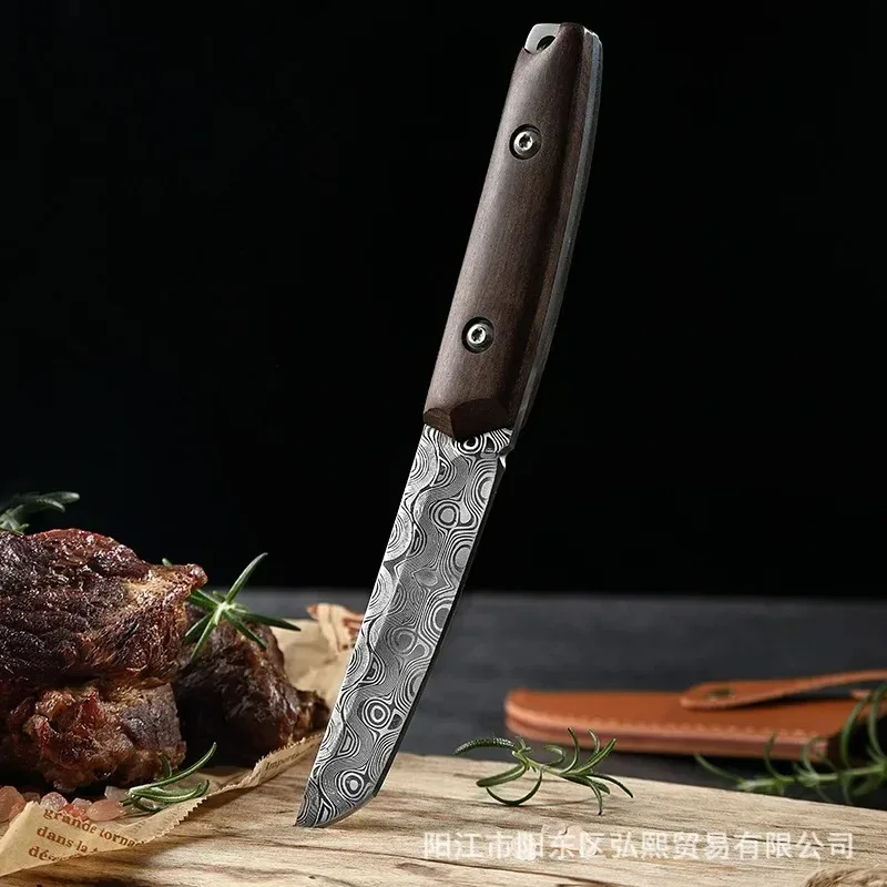 Damascus steel-knife multi-purpose with a knife sheath fruit knife outside Mongolia hand meat-knife eat sheep roast-knife