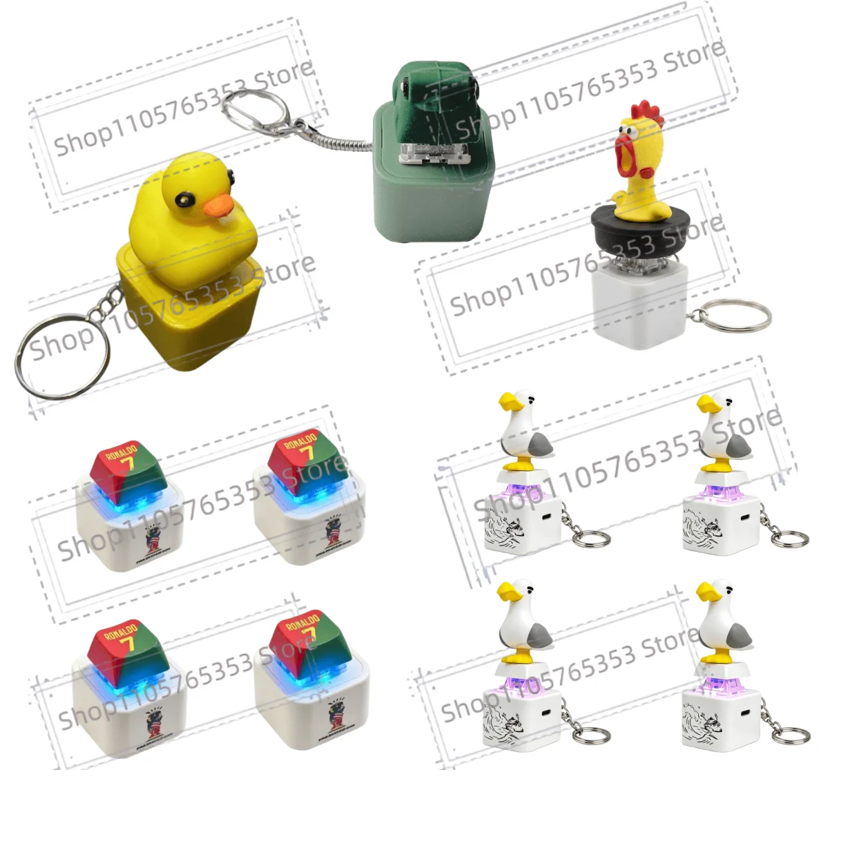 2026 New Creative Seagull Key Pendant Siu Press-and-Squeeze Stress-Relief Keyboard Sound-Emitting and Light-Up Keychain Gift