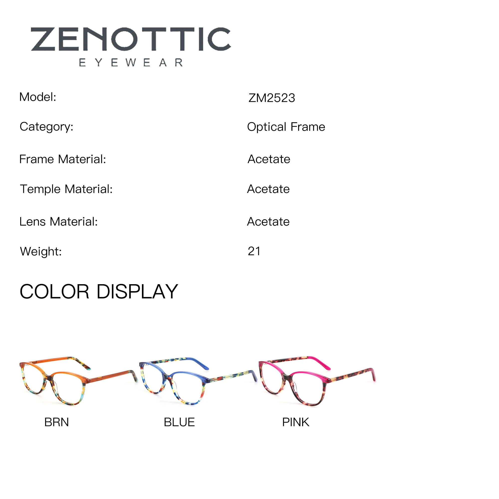ZENOTTIC (XS Size) Modish Acetate Square Prescription Glasses For Women Progressive Multifocal Optical Lenses With Recipe