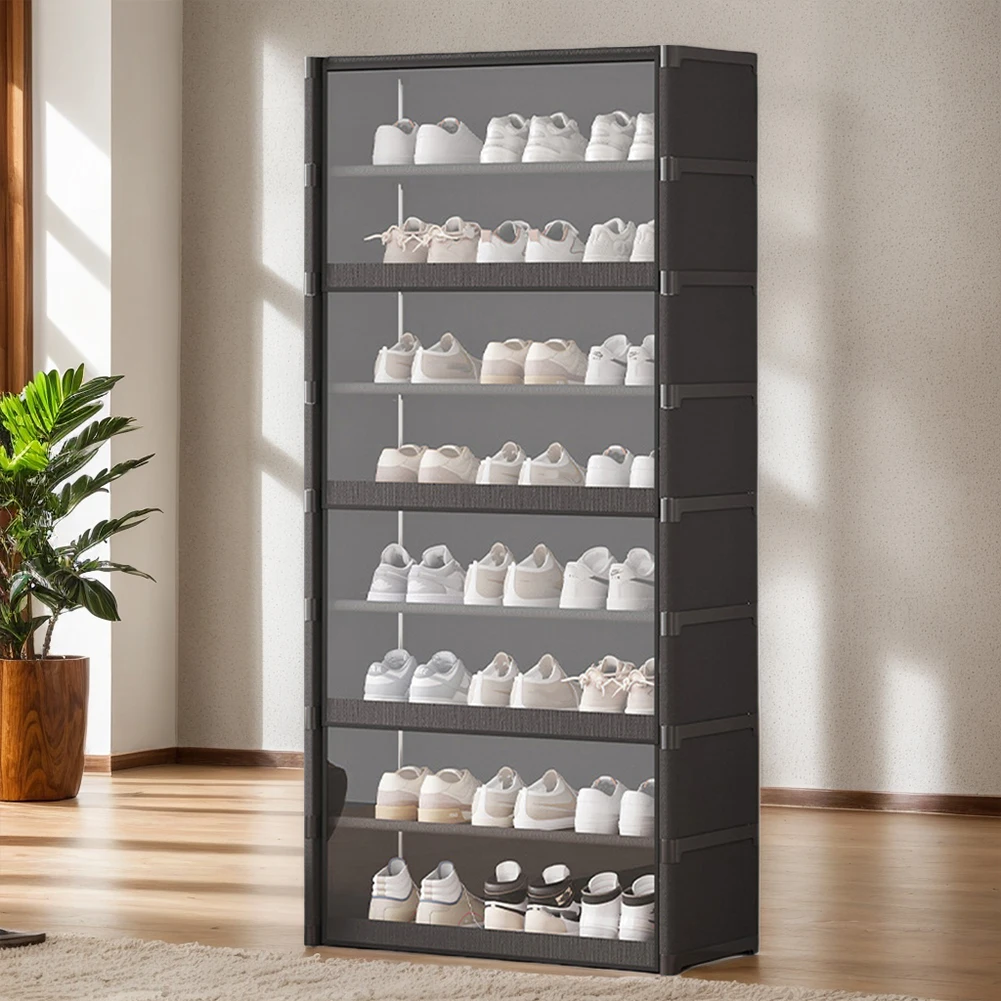 

9-Tier Shoe Rack Organizer with Clear Cover Sneaker Rack Organizer Shoes Cabinet Closed Shelves for Entryway Hallway 42/60CM