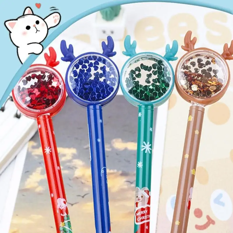 

10Pcs Christmas Sequins Gel Pen Quick Drying 0.5MM Refillable Gel Inks Pen for Daily Writing Office School Supplies