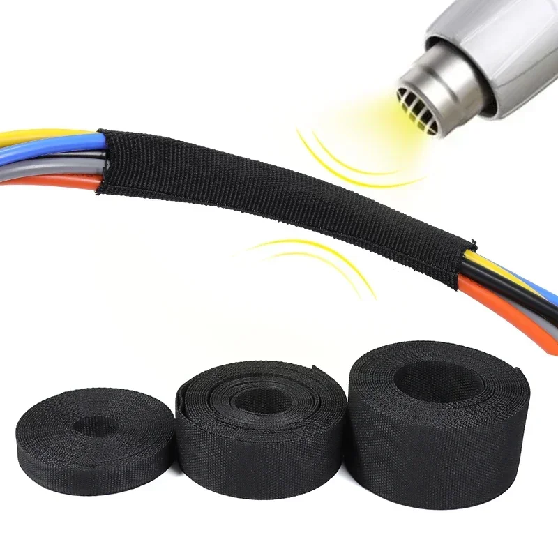 Braided Cable Sleeve Heat Shrink Tube 6/8/10/12mm Insulation Flam Retardant PET Auto Line Organizer Wire Wrap Sheath Protection