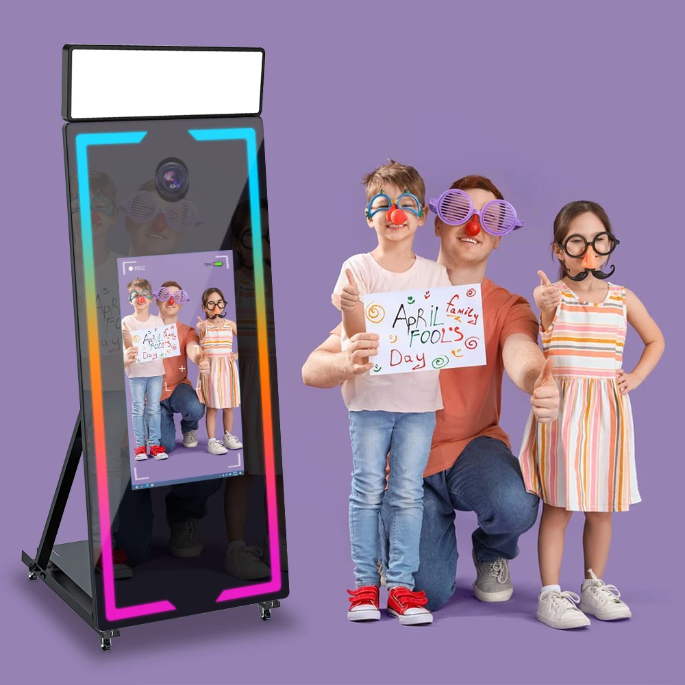 Magic Mirror Photo Booth Machine 65inche 45inch With Flight Case Selfie Touch Screen DSLR Photobooth For Party Events