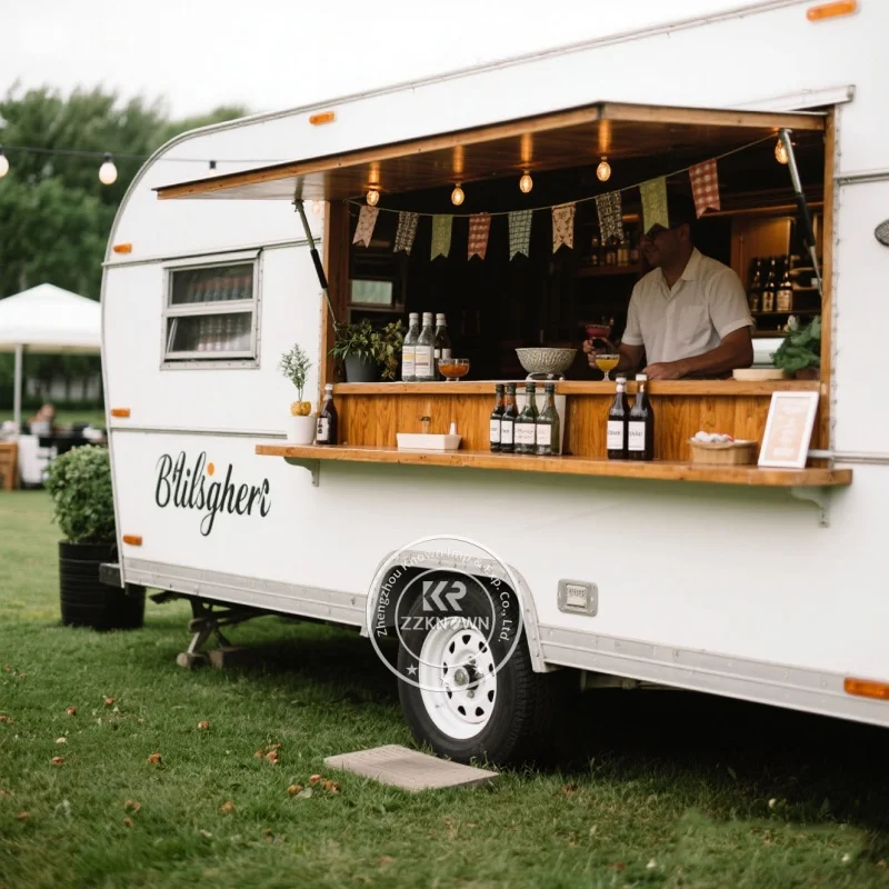 

Fully Equipped Stainless Steel Mobile Coffee Taco Trailer - 4-Wheel Rust-Resistant Commercial Catering Truck