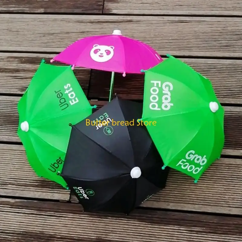 W89C Motorcycles Tiny Umbrella for Mobile Phone with Cable Ties Durable Decor for Creative Mini Umbrella Waterpr
