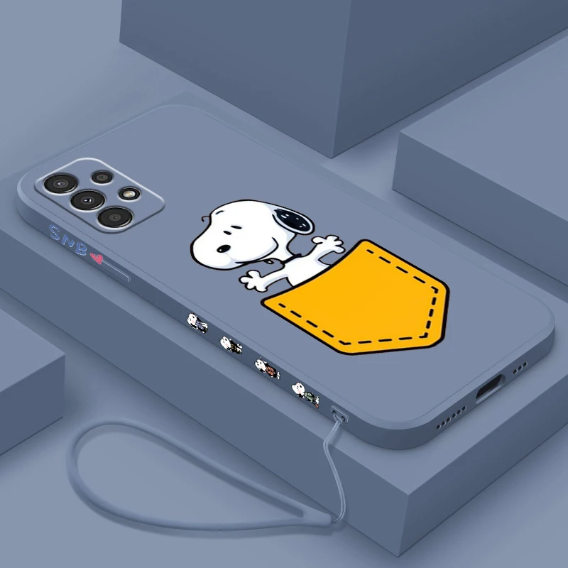 Big Head S-snoopy Cartoon For Samsung A91 A81 A71 A51 A41 A31 A21S A11 A05 A04 A03S A02S A01 Liquid Left Rope Phone Case