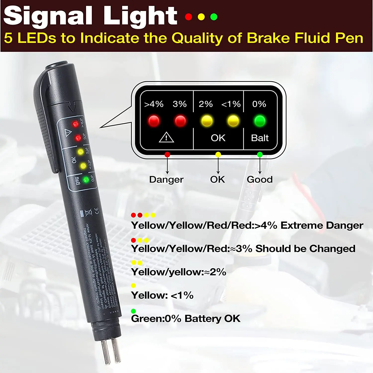 Pluma de comprobación de la calidad del aceite, probador Digital Universal del líquido de frenos del coche, herramienta de prueba automotriz para