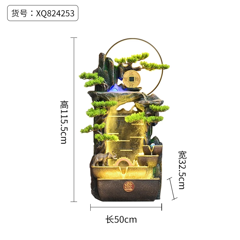 Fontana cinese per roccioso a parete con tenda d'acqua, acqua circolante paesaggistica, soggiorno per ufficio, decorativo dal pavimento al soffitto