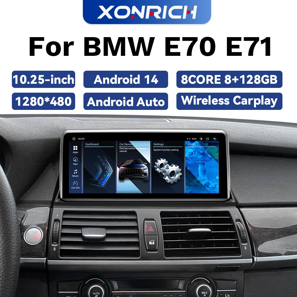 Lecteur d'autoradio sans fil pour BMW, Autoradio, Android, CarPlay, 4G, Wifi, CCC, CIC, Limitation, GPS, 2Din, BMW X5, E70, X6, E71, F16, 2007-2014