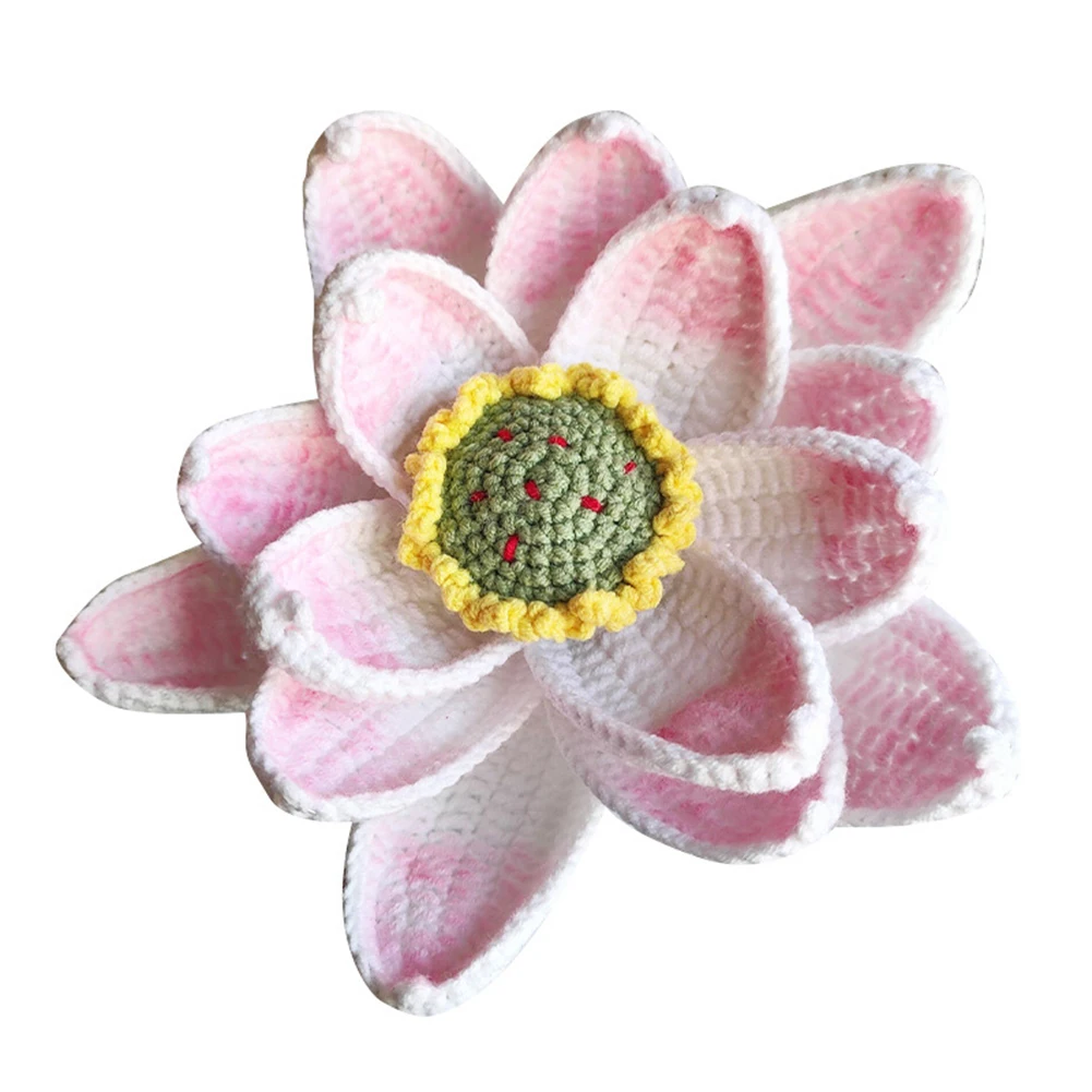 Hand-Woven Shaped Artificial Flower Lotus Lotus Leaf Wool Crochet Eternal Flower Hand-Woven Shaped Artificial Flower Lotus Lotus