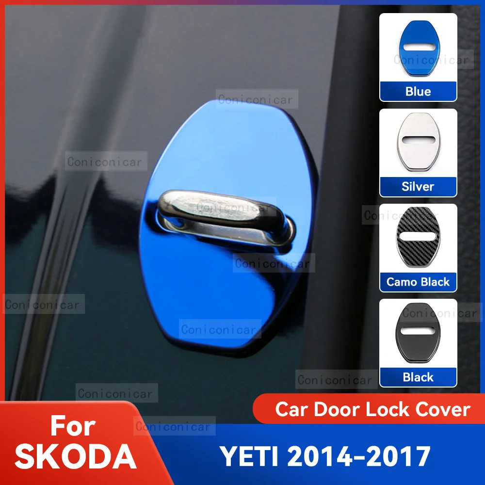 

Auto Car Door Lock Protect Cover Emblems Case Stainless Steel Decoration For SKODA YETI 2014-2017 Protection Accessories