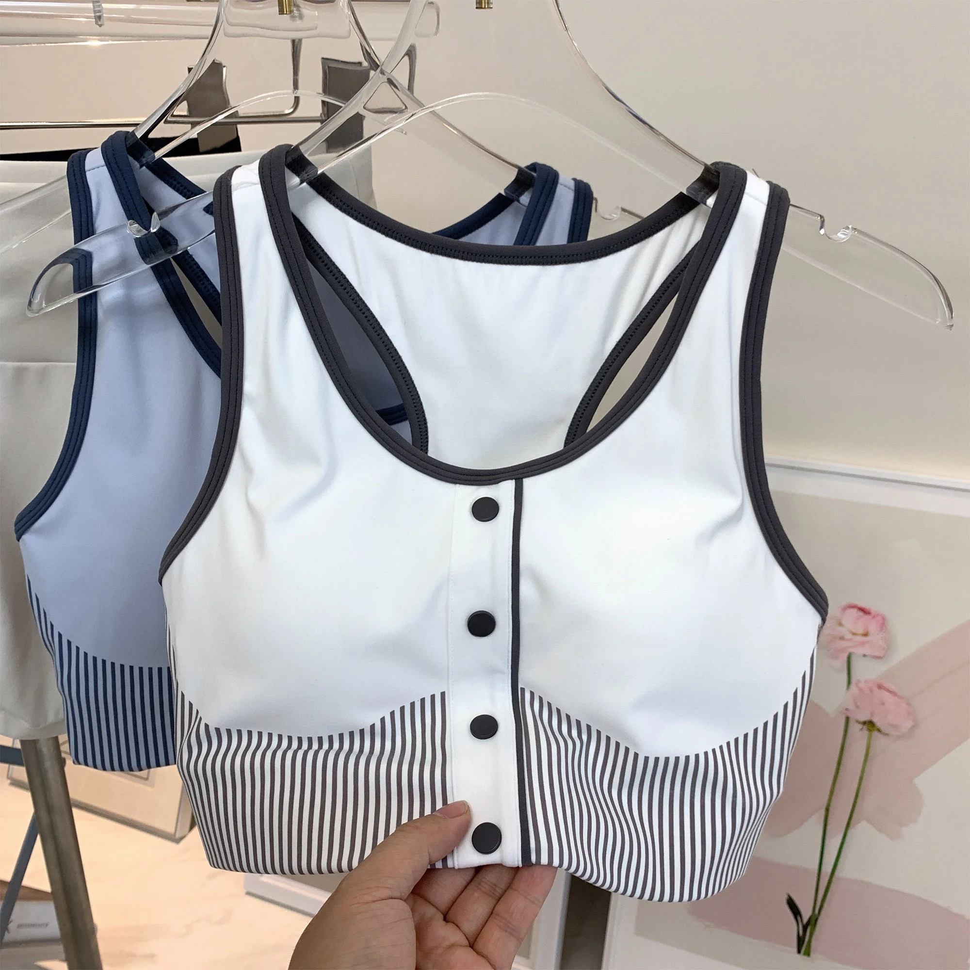 

High-Intensi Sports Bra with Fixed Chest Pad Non-Slip Yoga Clothes Sports Vest Printed High Strength Nylon Spandex Blend