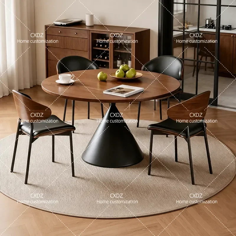 Solid Wood Dining Table Extendable Round Table for Living Room Small Apartment High End Light Luxury Household Furniture