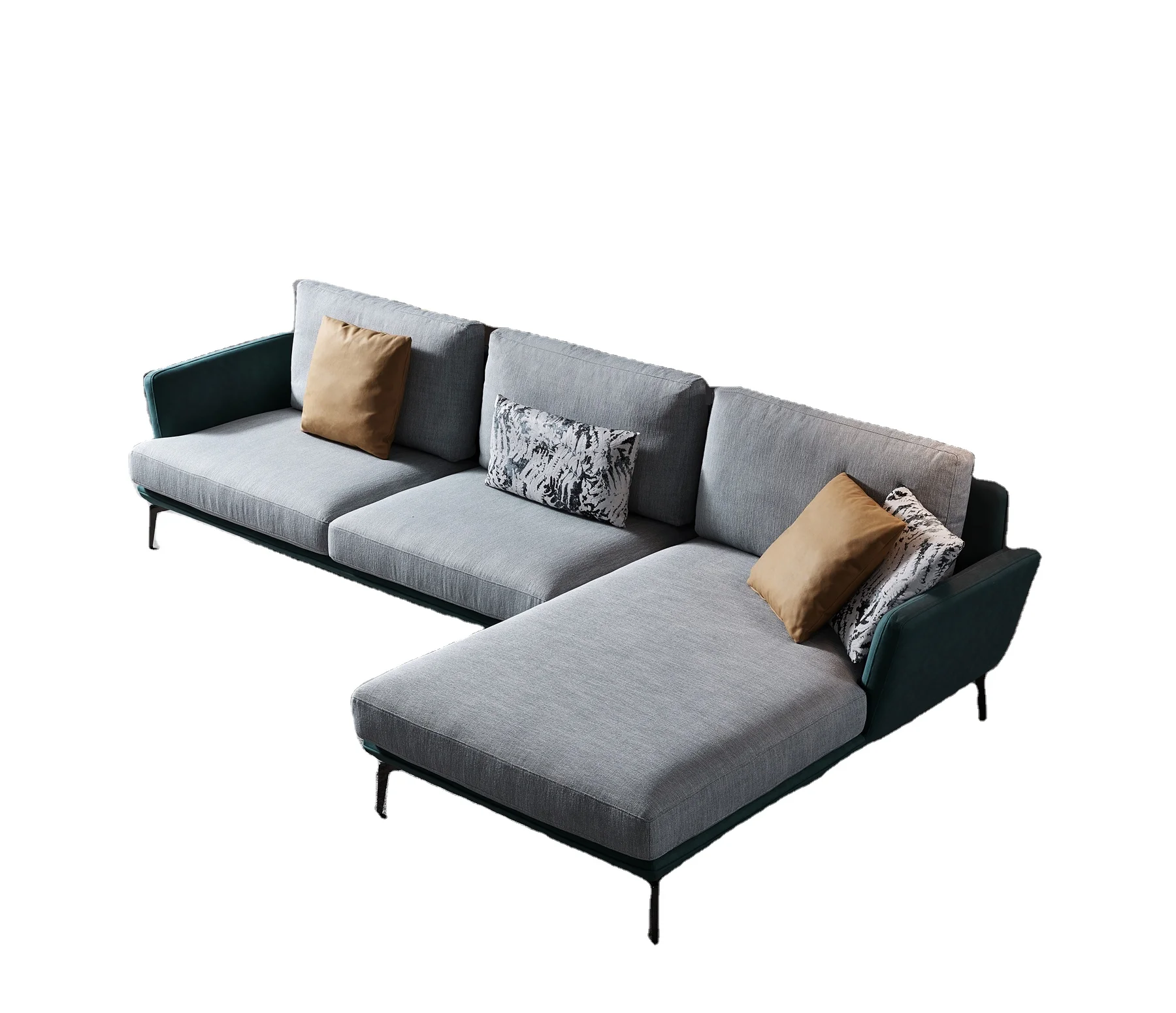 

for Modern Style Sectional Corner Sofa Set Feather Filled Cushions Hotel Apartment Made Fabric Leather Wood Contemporary