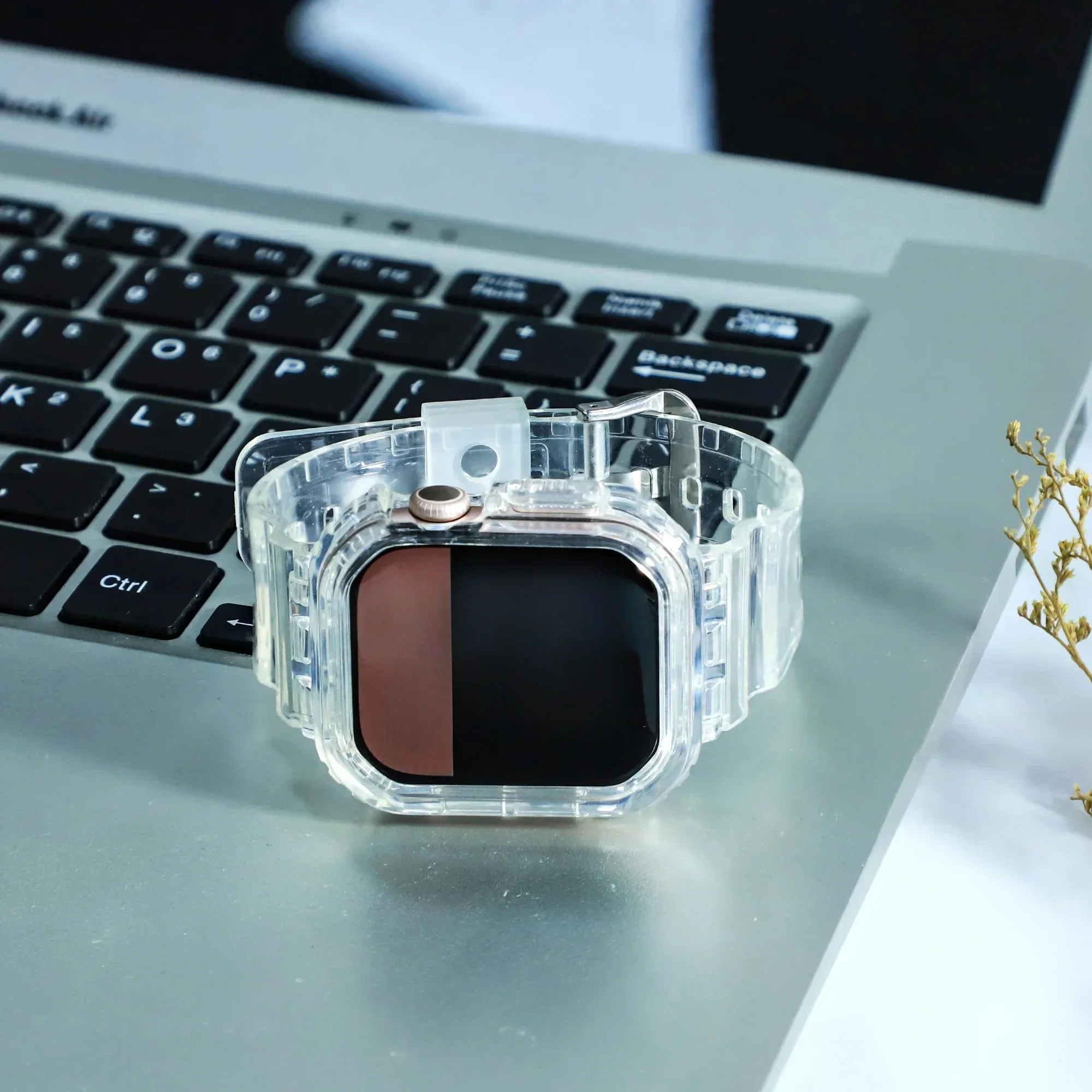 حافظة + حزام شفاف لسلسلة ساعات Apple 11 10 42 مم 46 مم حزام سيليكون شفاف لساعة iwatch 11 10 46 مم 42 مم #4