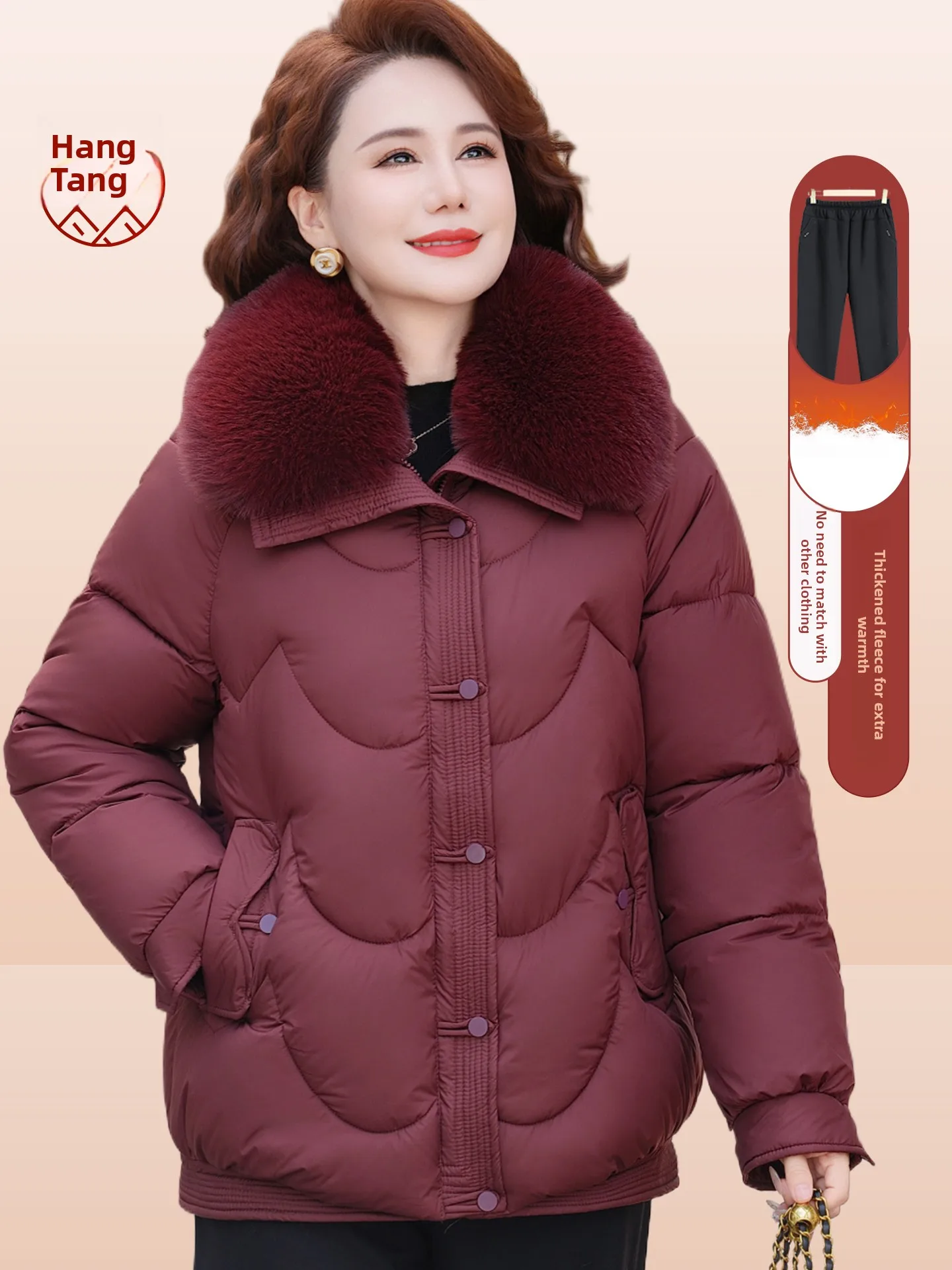 

Утепленная хлопковая куртка Thiened Fce для женщин среднего возраста, зимнее теплое пальто большого размера, модные длинные брюки