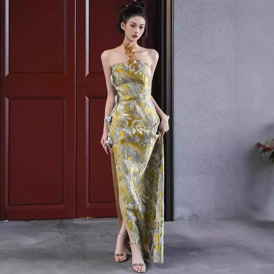 

Свадебное платье Ele Bridal с разрезом и бретелями для помолвки и свадебной церемонии, юбка А-силуэта с высокой талией, роскошное...