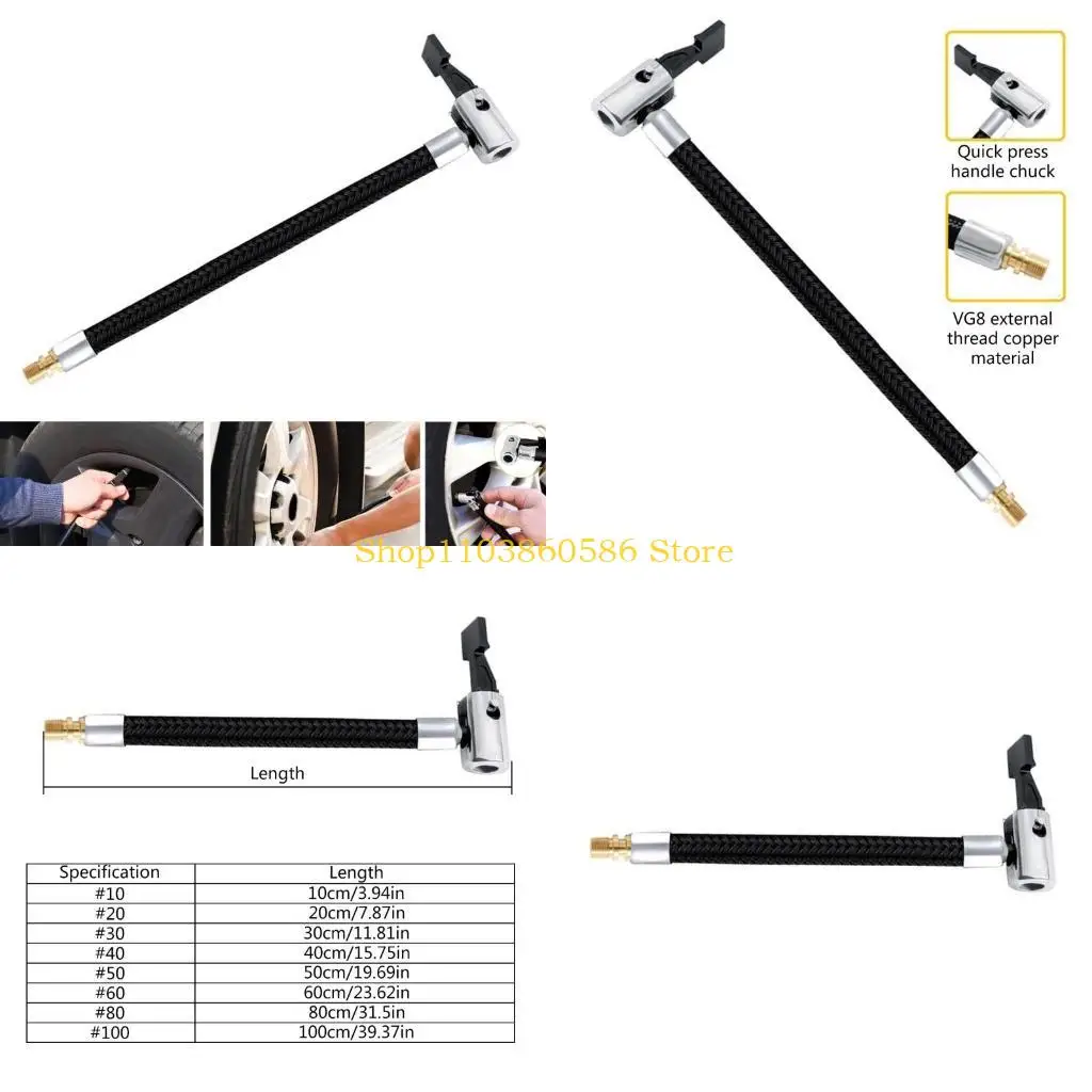 

242A Tire Inflator Hoses Tire Inflator Extension Tube Tyre Pump Quick Inflation Chuck Adapter for Car Motorcycle Bike