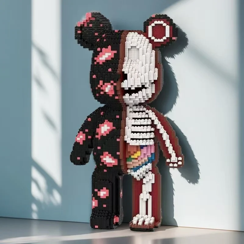 

5828-компонентная модель строительного блока Lucky Skull Bear, креативное украшение и украшение для комнаты, подходит в подарок на дни рождения/Хэллоуин/День Святого Валентина/Рождество