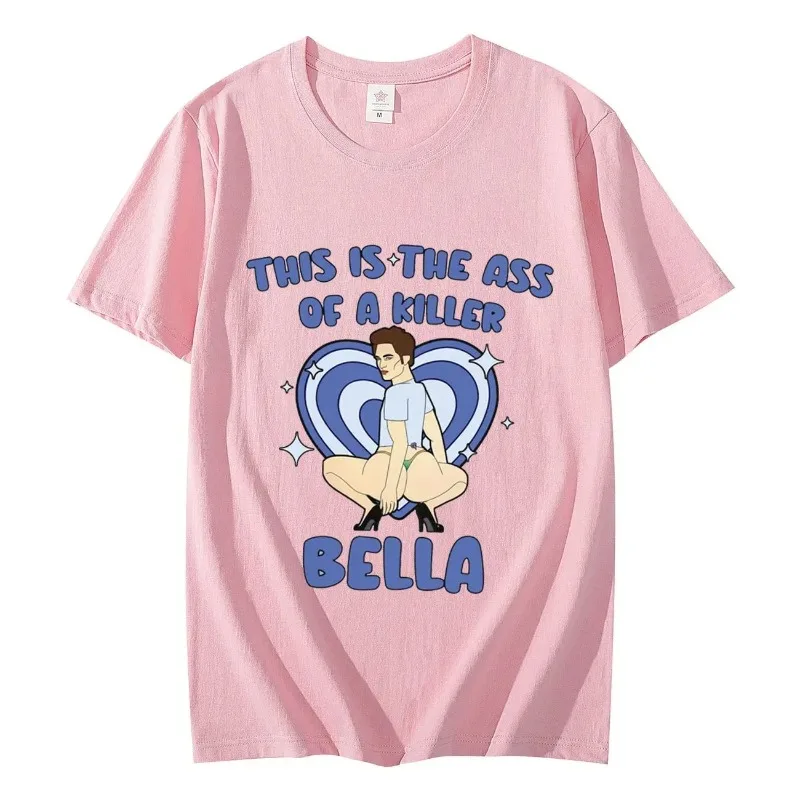 T-shirt casual estiva in cotone con immagine parodia stampata in 2D, immagine di parodia 2D, immagine di parodia, moda astratta, comoda, stile Y2K