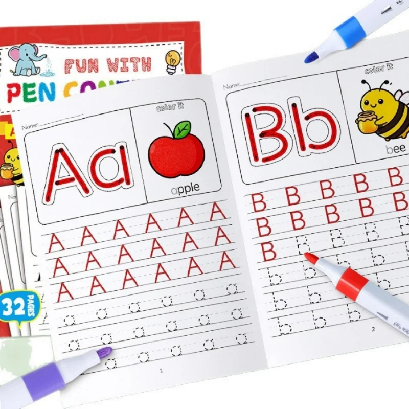1pc Children's English Alphabet Practice Book Early Childhood Education Coloring Enlightenment Graffiti Family Fun Practice Book