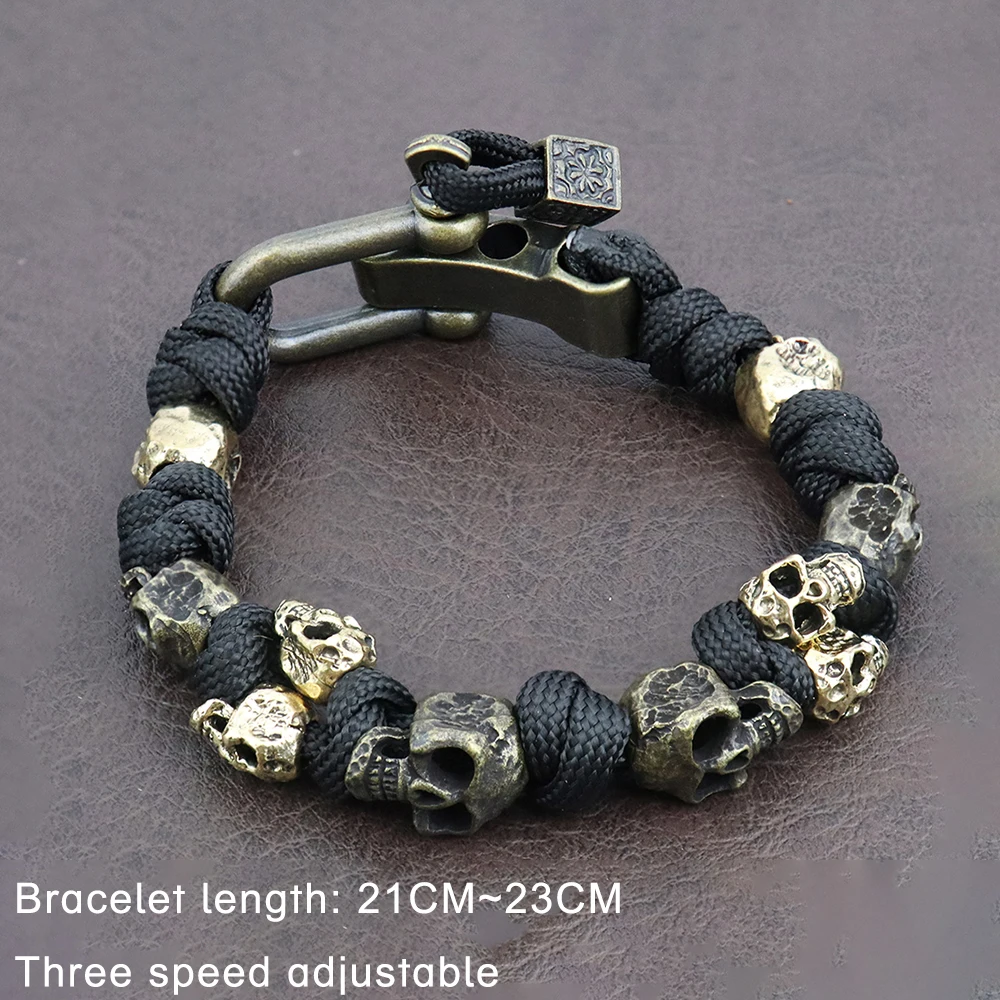 Trendy Popular Skull Bracelets for Men Gift Vintage Adjustable Woven Bracelet Punk Rock Charm Male Jewelry Accessories Wholesale