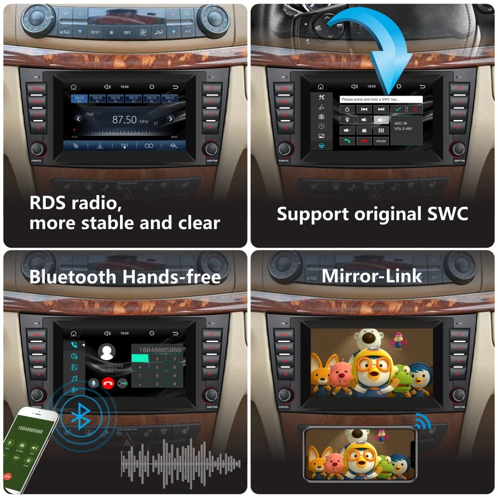 Car Radio with Wireless Carplay Android Auto for Mercedes Benz E-Class W211 CLS-Class W219 with 7\