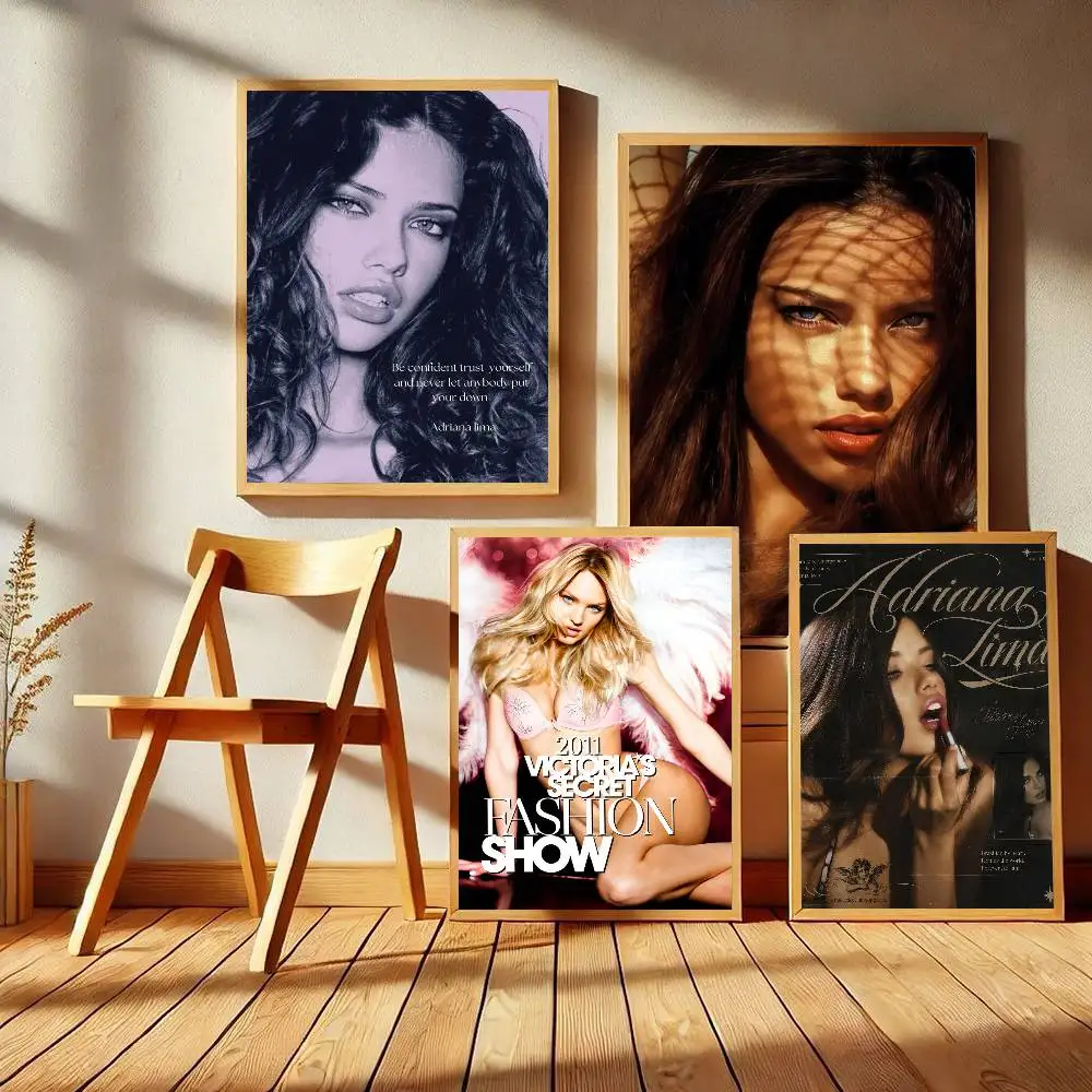Supermodels Adriana Secret Lima Anime Posters Sticky Whitepaper Sticker DIY Room Bar Cafe Kawaii Room Decor
