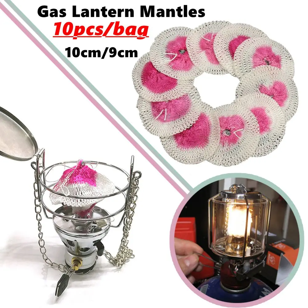 10pcs 9cm/10cm Gas Lantern Mantles Gauze Mesh Camping Lights Non-Radioactive Safe Outdoor Tools Non-Polluting Light Lamp Mantle