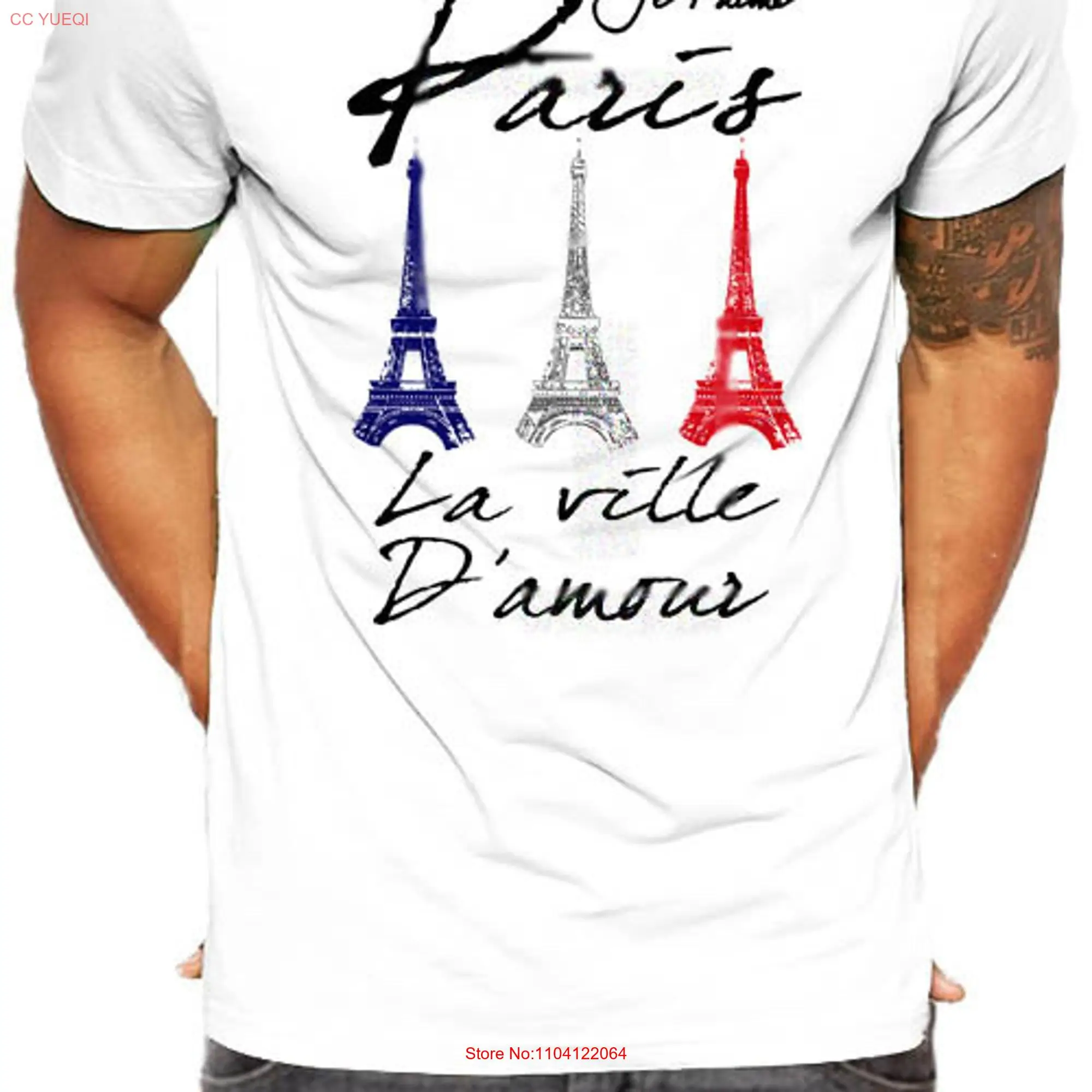 Paris France T Shirt Three Eiffel Towers City Of Love Cotton long or short sleeves