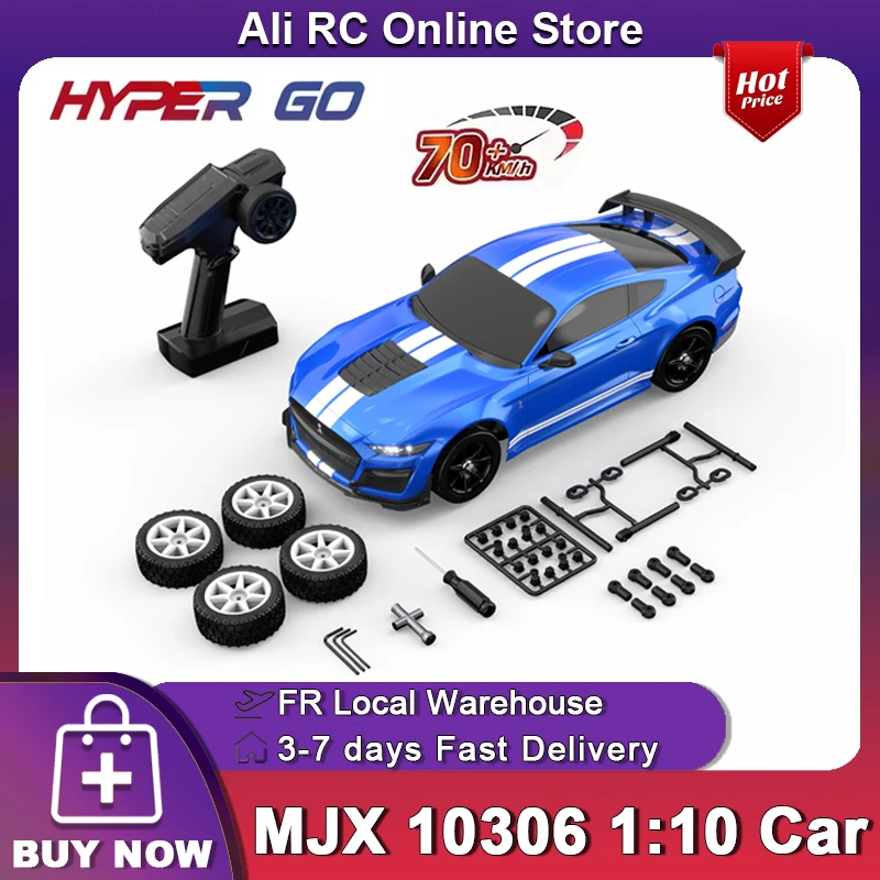 Nuova auto RC MJX Hyper GO 10306 1/10 con motore brushless 80A, 70KM/H, ad alta velocità, 4WD, da rally su strada, modello telecomandato per appassionati di RC e piste da corsa.